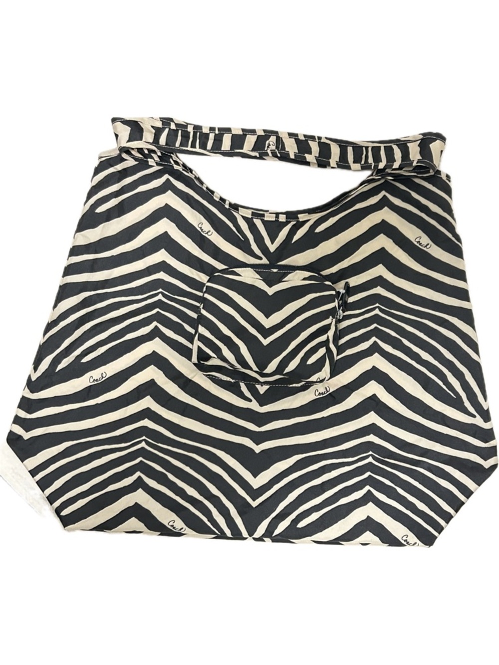 COACH Poppy Animal Print Nylon Folding Tote Bag - Picture 4 of 8